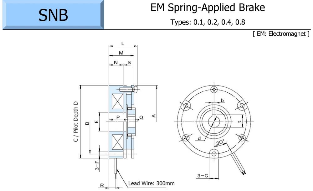 OGURA Electromagnetic Spring-Applied Brake SNB 0.1G, 0.2G, 0.4G, 0.8G Series