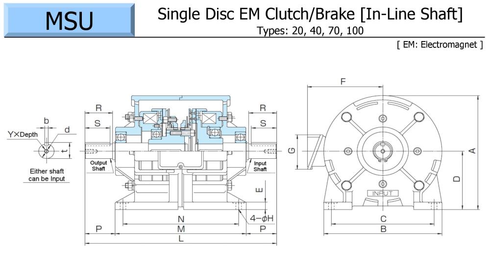 OGURA Electromagnetic Clutch/Brake Unit MSU 20, 40, 70, 100 Series