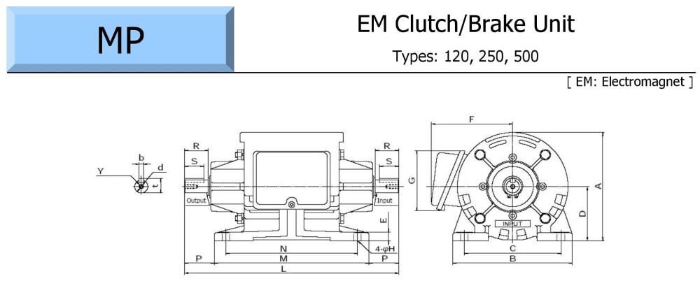 OGURA Electromagnetic Clutch/Brake Unit MP 120, 250, 500 Series