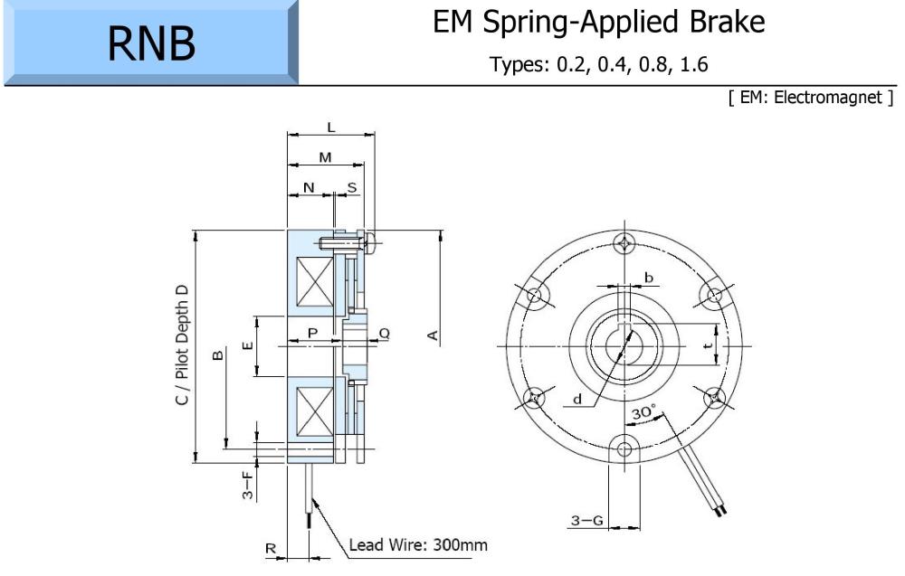 OGURA Electromagnetic Spring Applied Brake RNB 0.2K, 0.4K, 0.8K, 1.6K Series