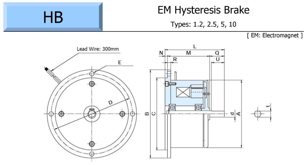 OGURA Electromagnetic Hysteresis Brake HB 1.2, 2.5, 5, 10 Series