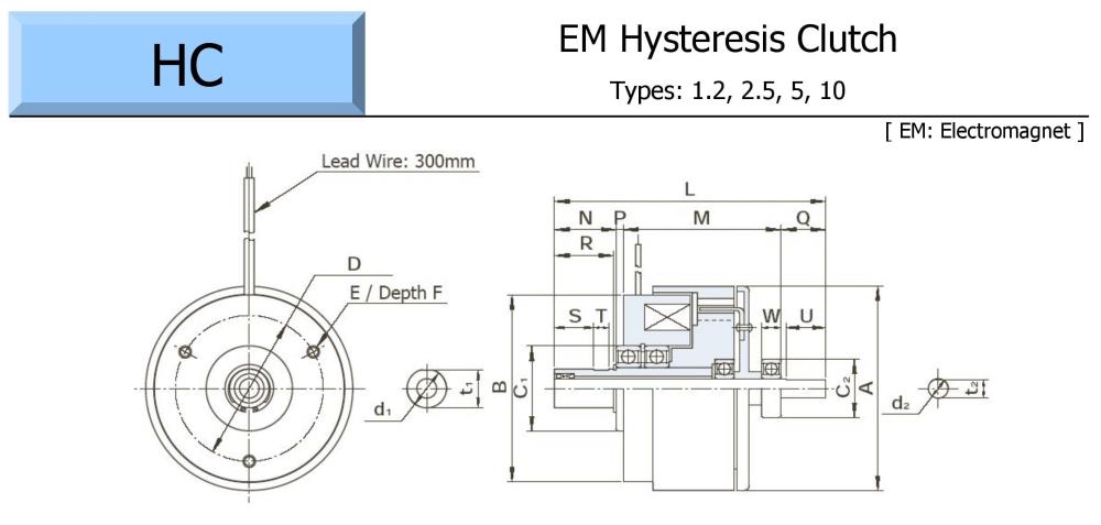 OGURA Electromagnetic Hysteresis Clutch HC 1.2, 2.5, 5, 10 Series