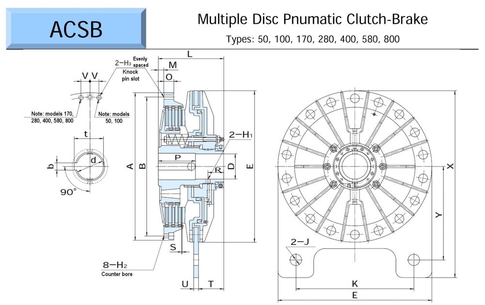 OGURA Multiple Disc Pneumatic Clutch-Brake ACSB Series