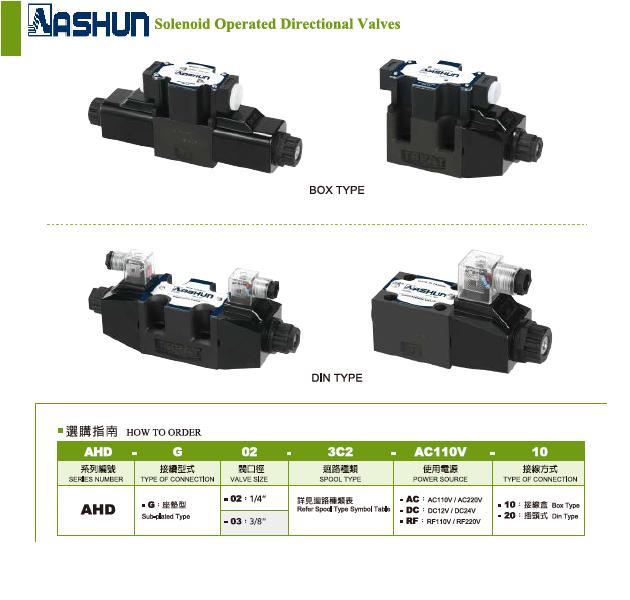 "ASHUN" Directional control valve,Hydrolic solenoid valve , AHD , DSG ,ASHUN,Pumps, Valves and Accessories/Valves/Solenoid Valve