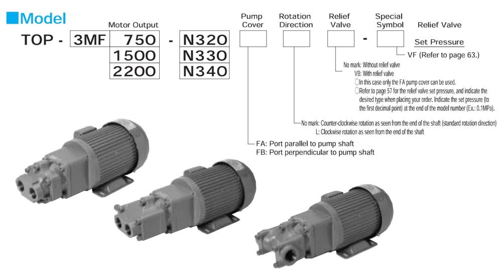NOP Oil Pump TOP-3MF750-N3FAVB Series,TOP-3MF750-N320FAVB, TOP-3MF750-N330FAVB, TOP-3MF750-N340FAVB, NOP, Oil Pump, Trochoid Pump, NIPPON OIL PUMP,NOP,Pumps, Valves and Accessories/Pumps/Oil Pump
