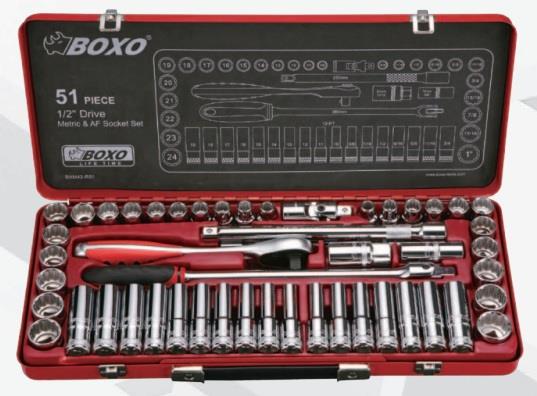 BOXO ชุดลูกบ๊อก 1/2" 51 ตัว/ชุด รุ่น BXM42-R51,ชุดลูกบ๊อก ชุดบ๊อก BOXSET SOCKETSET ลูกบ๊อกซ์ ชุดลูกบ๊อกซ์ ,BOXO,Tool and Tooling/Tool Sets
