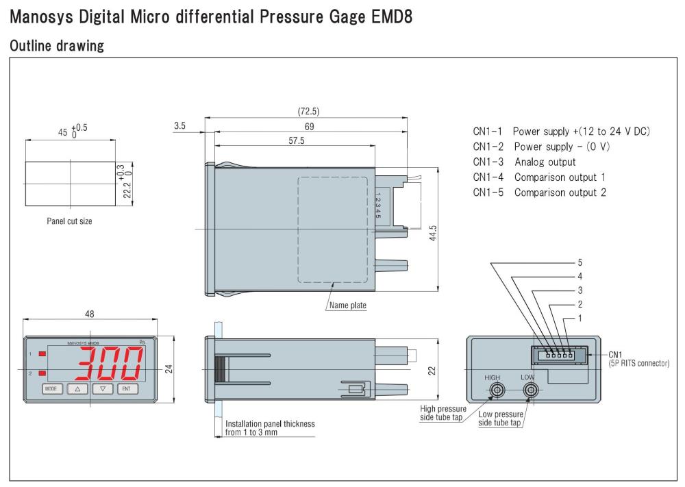 MANOSYS Digital Micro Differential Pressure Gauge EMD8N15 Series