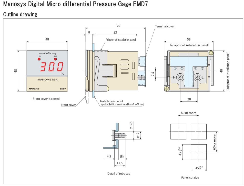 MANOSYS Digital Micro Differential Pressure Gauge EMD7D3N1 Series