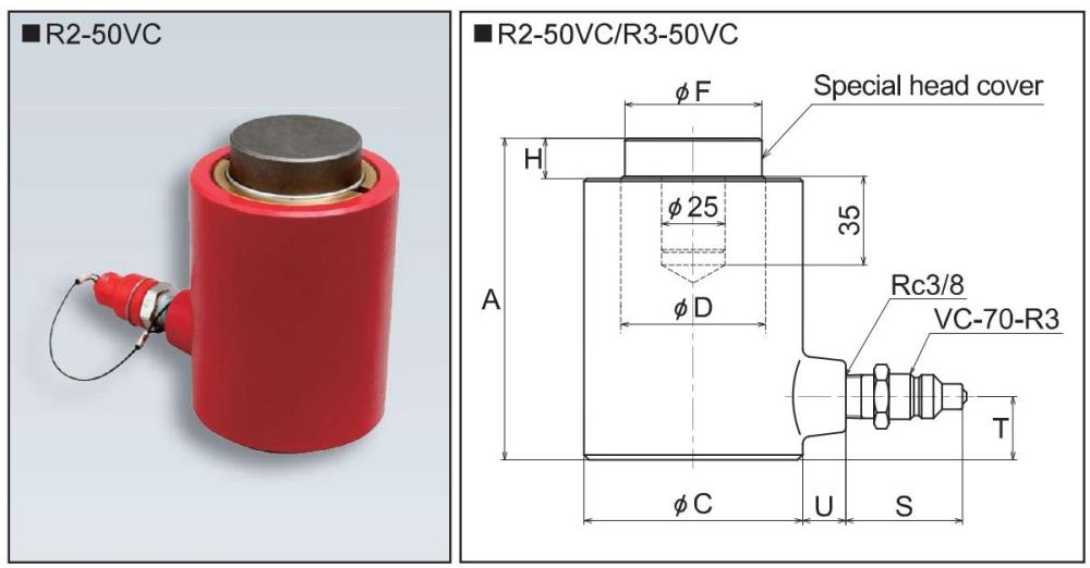 RIKEN Single-Acting Cylinder R3-50VC,R3-50VC, RIKEN, RIKEN KIKI, RIKEN SEIKI, Cylinder, Hydraulic Cylinder, Single-Acting Cylinder ,RIKEN,Machinery and Process Equipment/Equipment and Supplies/Cylinders