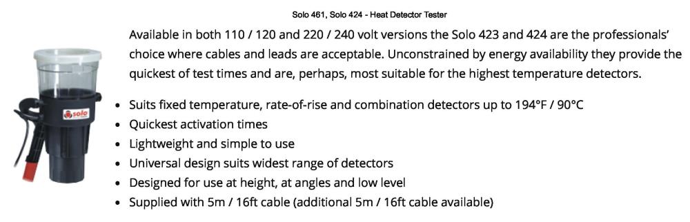 SOLO 424 Mains Heat Detector Test Kit (220 Volt)
