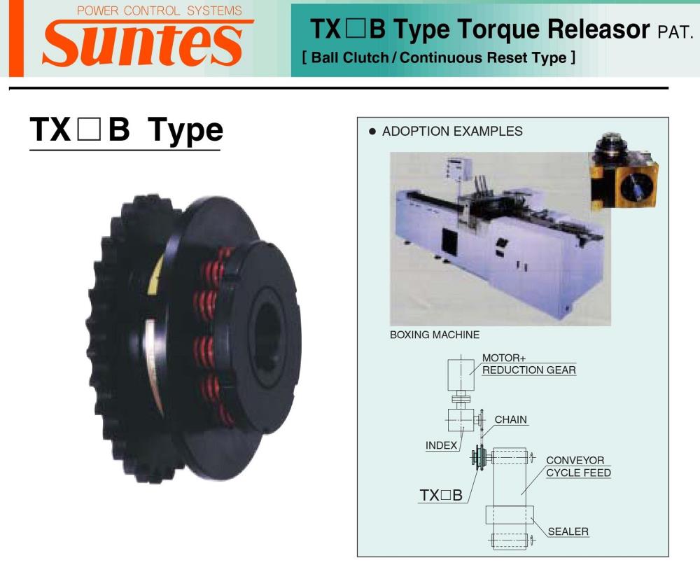SUNTES Torque Releaser TX-B-G Series,TX15B-G-01, TX15B-G-01G, TX20B-G-01, TX20B-G-01G, TX30B-G-01, TX30B-G-01G, TX40B-G-01, TX40B-G-01G, SUNTES, SANYO, SANYO SHOJI, Torque Releaser, Clutch, Ball Clutch, SUNTES Torque Releaser, SANYO Torque Releaser, SANYO SHOJI Torque Releaser,SUNTES,Machinery and Process Equipment/Brakes and Clutches/Clutch