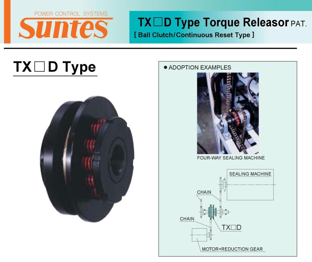 SUNTES Torque Releaser TX-D-H Series,TX15D-H-01, TX15D-H-01G, TX20D-H-01, TX20D-H-01G, TX30D-H-01, TX30D-H-01G, TX40D-H-01, TX40D-H-01G, TX50D-H-01, TX50D-H-01G, SUNTES, SANYO, SANYO SHOJI, Torque Releaser, Clutch, Ball Clutch, SUNTES Torque Releaser, SANYO Torque Releaser, SANYO SHOJI Torque Releaser,SUNTES,Machinery and Process Equipment/Brakes and Clutches/Clutch