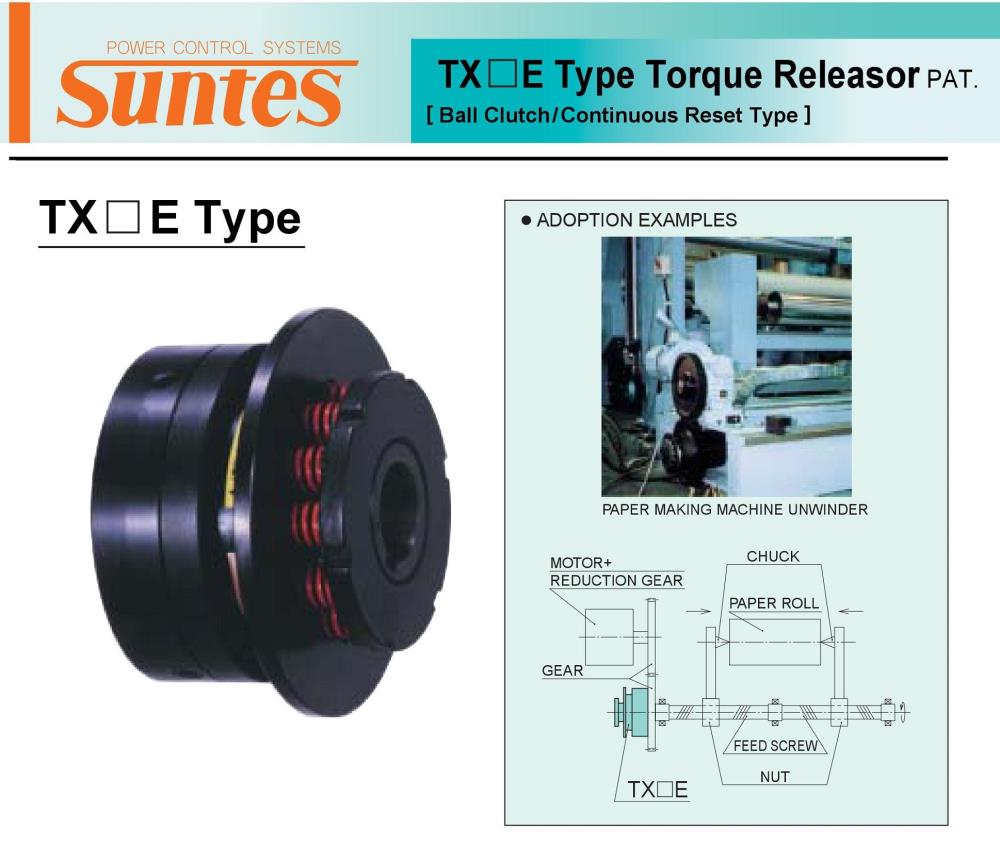 SUNTES Torque Releaser TX-E-H Series,TX15E-H-01, TX15E-H-01G, TX20E-H-01, TX20E-H-01G, TX30E-H-01, TX30E-H-01G, TX40E-H-01, TX40E-H-01G, TX50E-H-01, TX50E-H-01G, TX65E-H-01, TX65E-H-01G, TX85E-H-01, TX85E-H-01G, SUNTES, SANYO, SANYO SHOJI, Torque Releaser, Clutch, Ball Clutch, SUNTES Torque Releaser, SANYO Torque Releaser, SANYO SHOJI Torque Releaser,SUNTES,Machinery and Process Equipment/Brakes and Clutches/Clutch