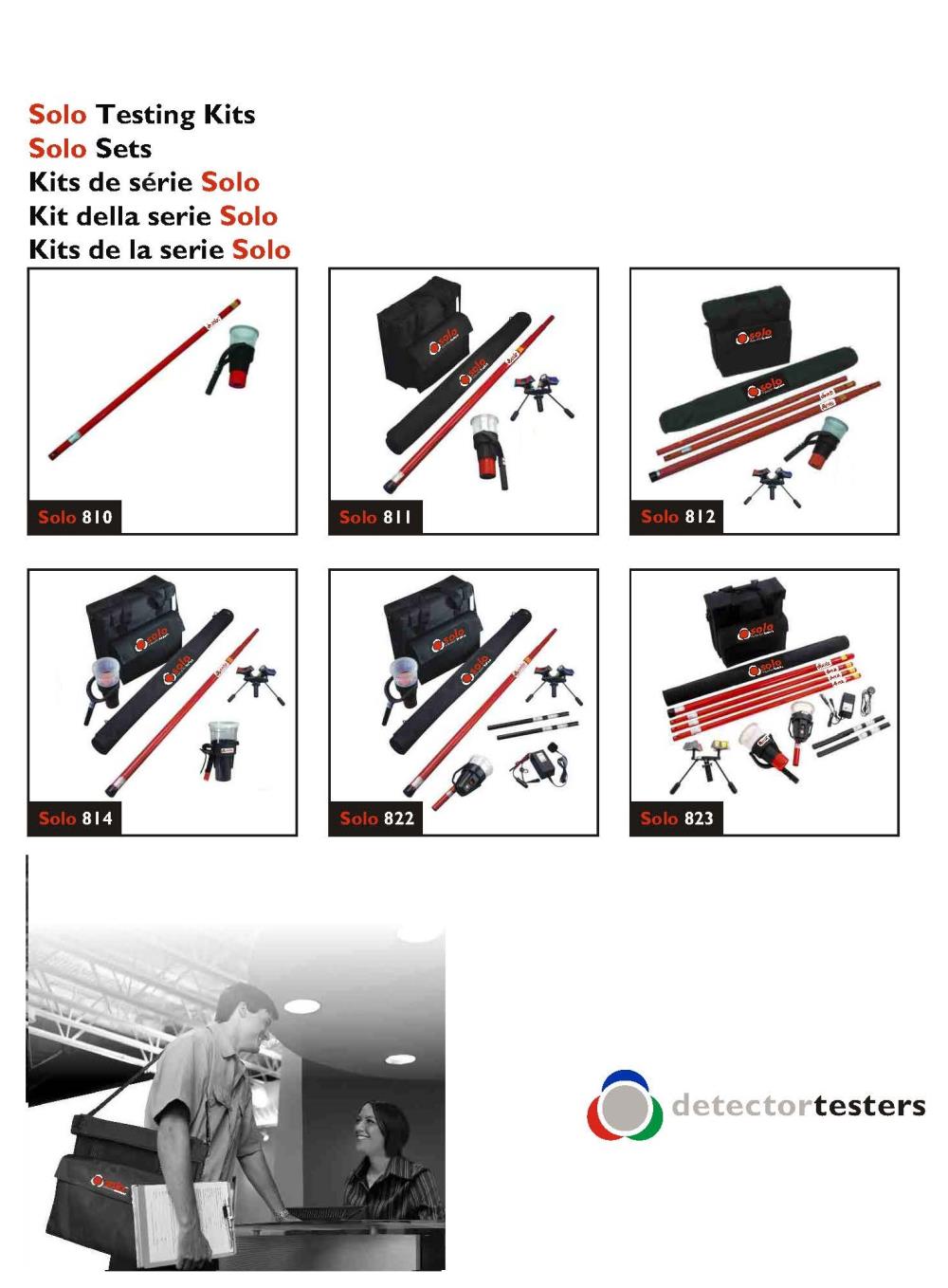 Solo 822 Smoke & Cordless Heat Detector Test Kit Set 6 meters