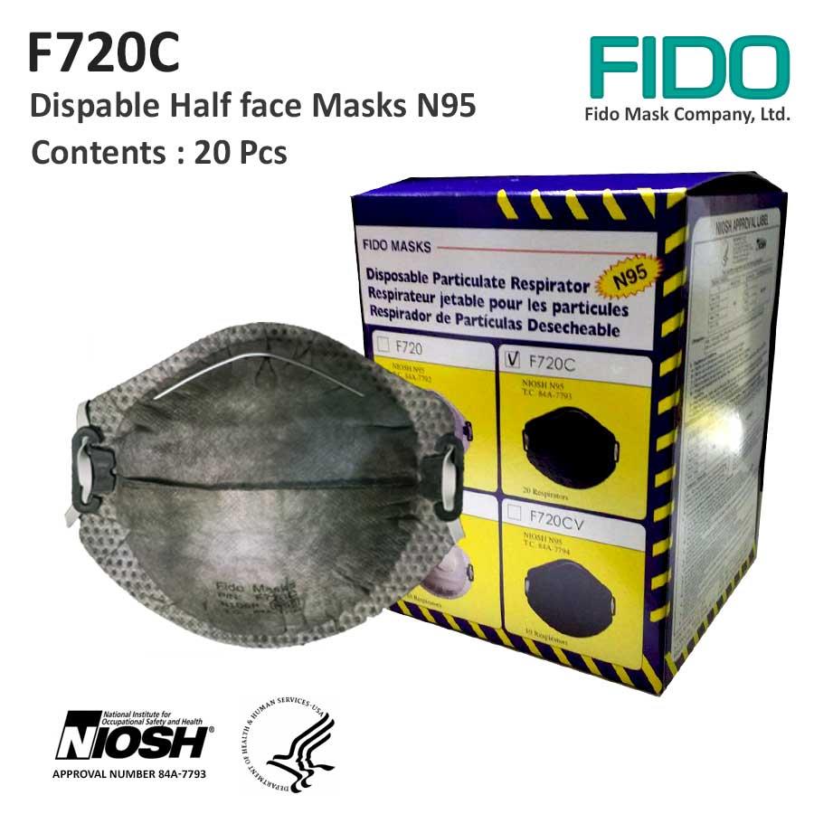หน้ากากกรองฝุ่น รุ่น N95 F720C,หน้ากากป้องกันสารเคมี  หน้ากากกันสารพิษ หน้ากากกรองฝุ่น หน้ากากเซฟตี้ หน้ากากครึ่งหน้า ครอบจมูก ผ้าปิดจมูก หน้ากากเชื่อม หน้ากากป้องกันสารพิษ,FIDO,Electrical and Power Generation/Safety Equipment