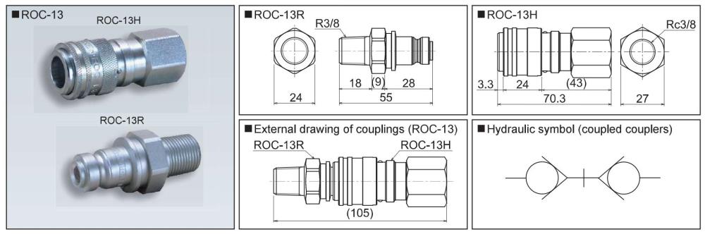RIKEN One-Touch Coupler ROC-13H,ROC-13H, RIKEN, RIKEN KIKI, RIKEN SEIKI, Coupler, One-Touch Coupler,RIKEN,Construction and Decoration/Pipe and Fittings/Pipe & Fitting Accessories