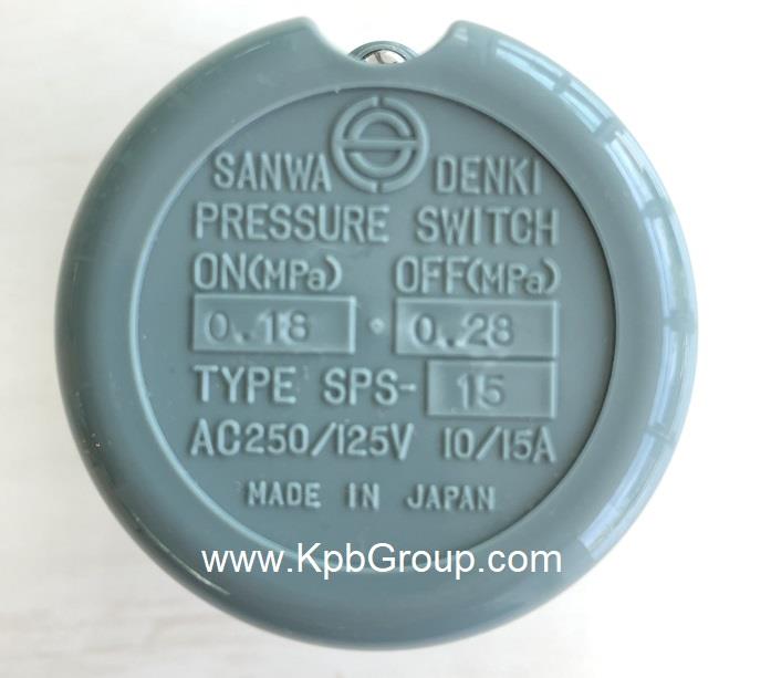 SANWA DENKI Pressure Switch SPS-15, ON0.18MPa, OFF0.28MPa, Rc1/4, ZDC2