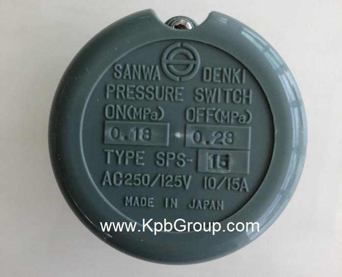 SANWA DENKI Pressure Switch SPS-15, ON0.18MPa, OFF0.28MPa, Rc3/8, ZDC2