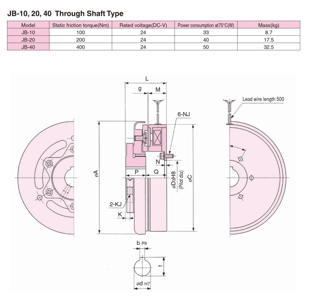 SINFONIA Electromagnetic Brake JB-10, JB-20, JB-40 Series,JB-10, JB-20, JB-40, SINFONIA, SHINKO, Magnetic Brake, Electric Brake, Electromagnetic Brake,SINFONIA, SHINKO,Machinery and Process Equipment/Brakes and Clutches/Brake