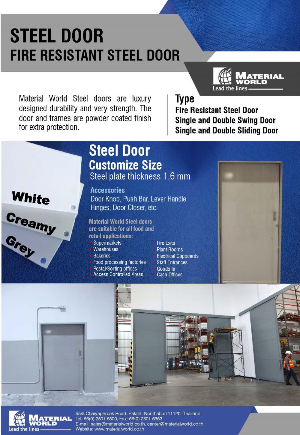 Steel Door / Fire Resistant Door ประตูเหล็ก/ประตูกันไฟ,Steel Door / Fire Resistant Door ประตูเหล็ก/ประตูกันไฟ,BACKBONE,Construction and Decoration/Door and Window Hardware/Doors & Windows