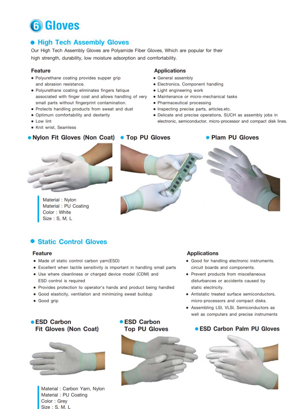 ESD CARBON NYLON TOP FIT PU COATER GLOVES