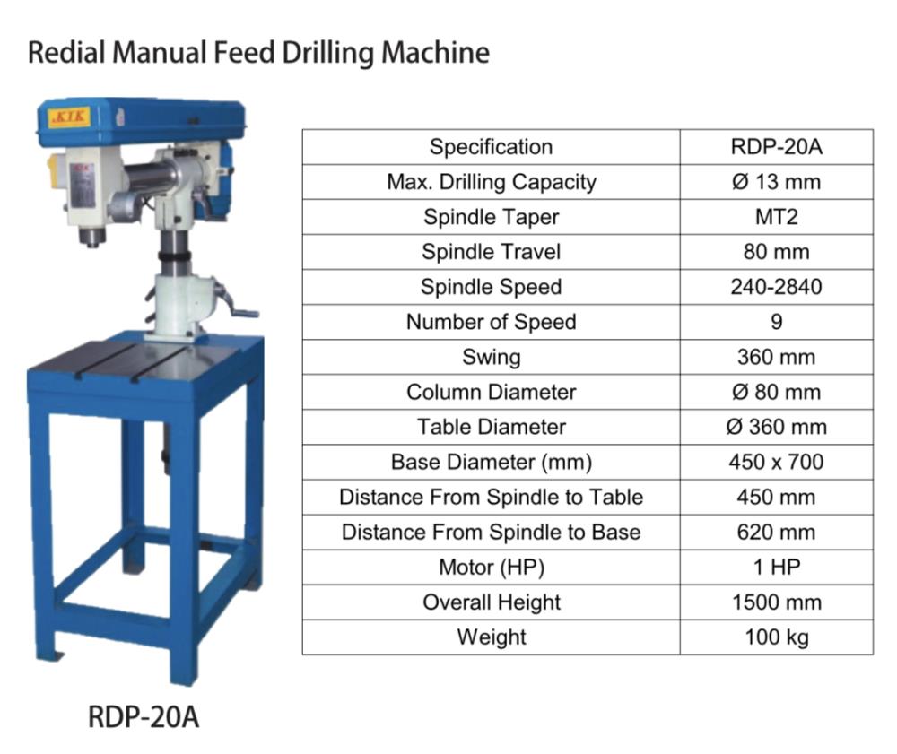 Redial Manual Feed Drilling Machine