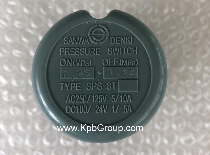 SANWA DENKI Pressure Switch SPS-8T-C, ON/0.35MPa, OFF/0.32MPa, Rc1/4, ZDC2, PP