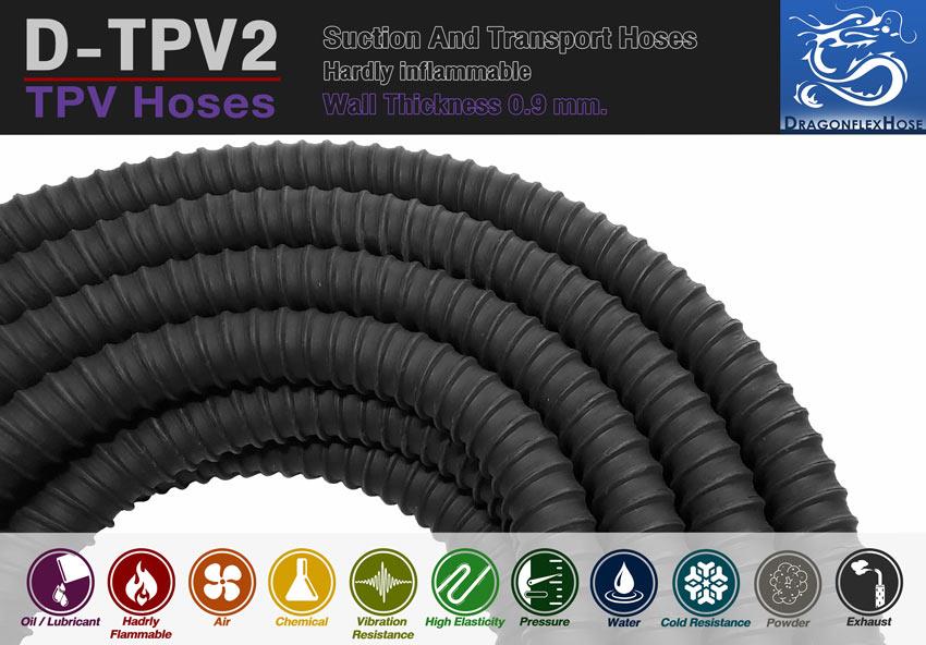 ท่อเฟล็กซ์สีดำทนความร้อนสูง TPV Hoses- Suction/Transport /Hardly inflammable 