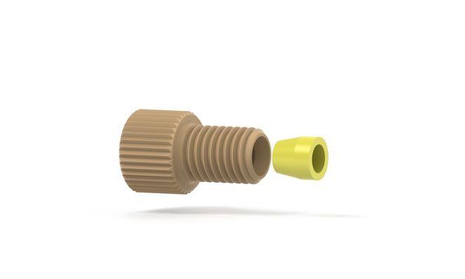 Flangeless Fitting Short, Natural, PEEK, 1/4-28 Flat-Bottom, for 1/8" OD,Flangeless fitting Short,IDEX,Pumps, Valves and Accessories/Tubes and Tubing
