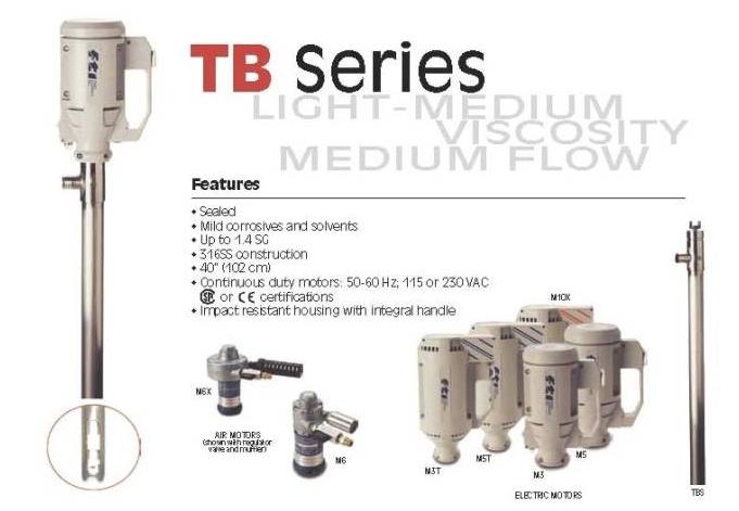 TB-Series, BARREL PUMP, ปั๊มดูดสารเคมี ,ปั๊มเคมี,FTI,Pumps, Valves and Accessories/Pumps/Electric
