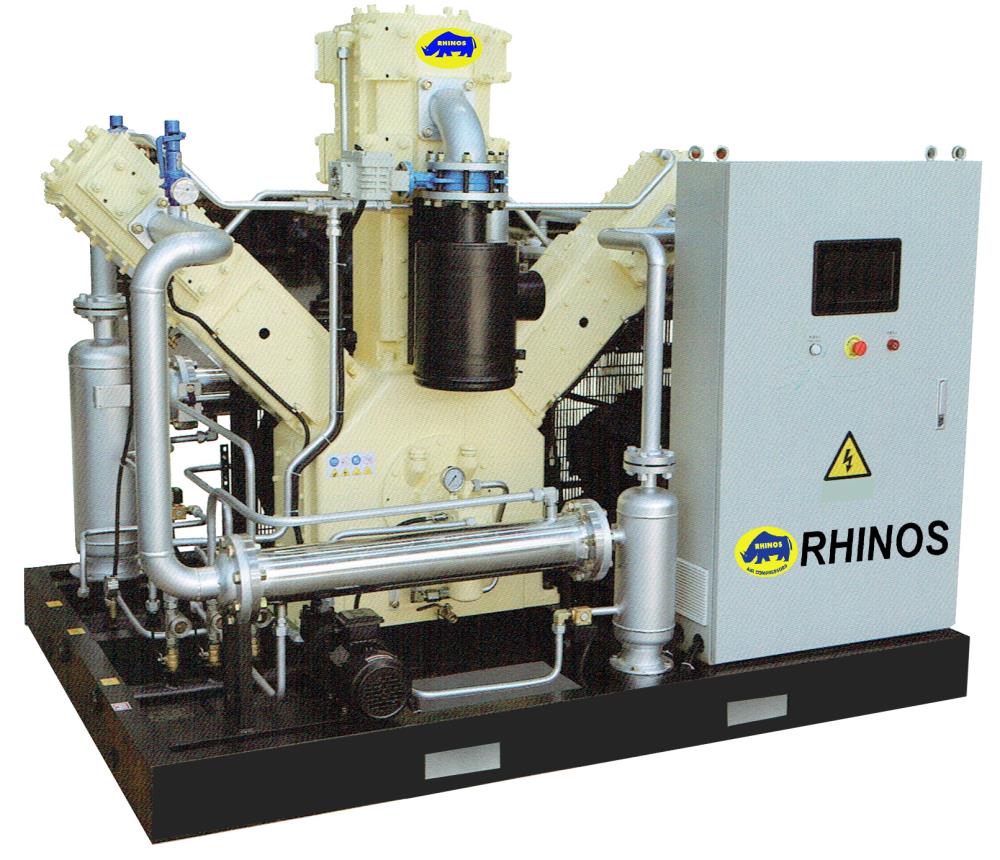 ปั๊มลมลูกสูบ Rhinos W Type Oil Free High Pressure Air Compressor 40 - 50 Bar