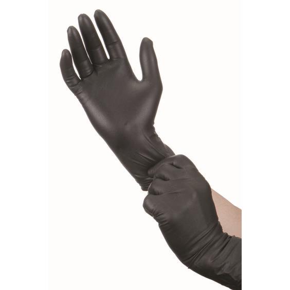 ถุงมือไนไตรสีดำ ถุงมือลาเท็กซ์ ถุงมือศรีตรัง ไม่มีแป้ง ถุงมือยางอเนกประสงค์ กล่องสีดำ 100 ชิ้น/กล่อง
