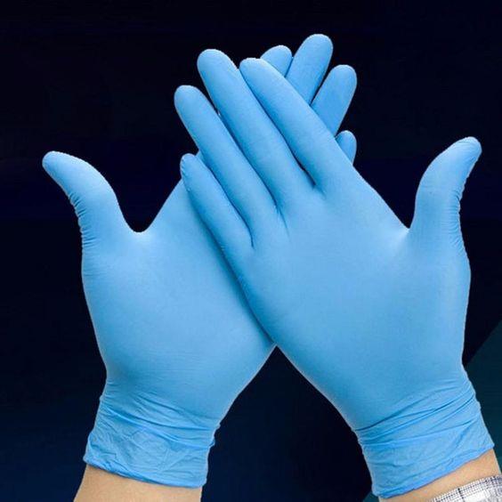 ถุงมือศรีตรัง ถุงมือยาง ศรีตรังโกลฟส์ ถุงมือสีฟ้า ทนทานงานหนัก กล่องสีทอง Nitrile ไม่มีแป้ง สัมผัสเคมีหรือน้ำมันได้