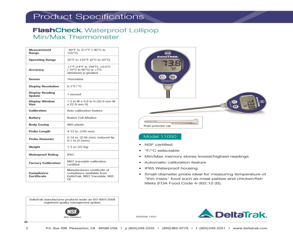 Delta Trak Digital Thermometer ทอร์โมมิเตอร์ Model 11050