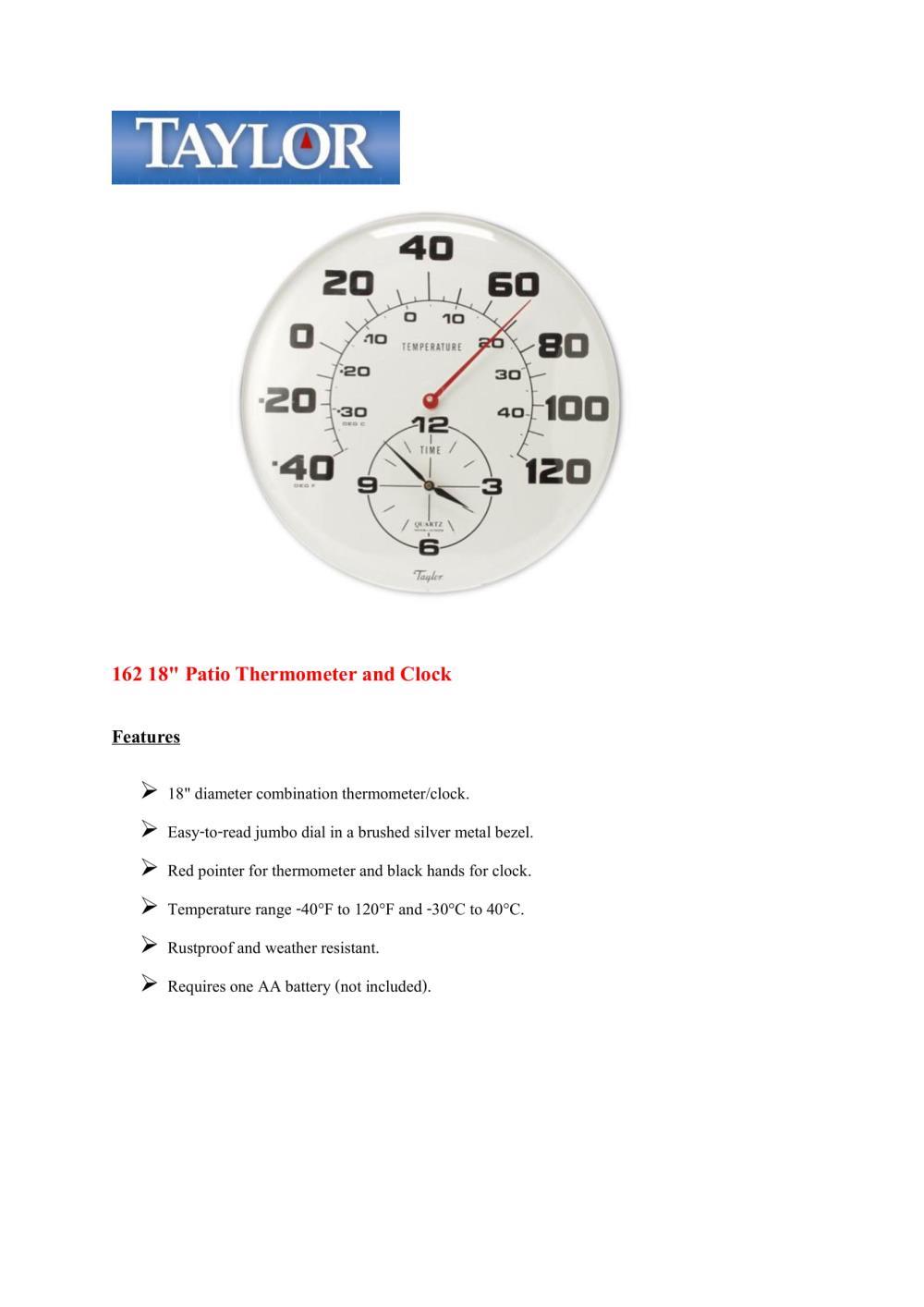 Taylor 162 Patio Thermometer and Clock วัดอุณหภูมิ 
