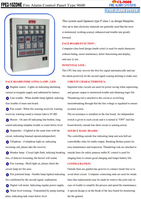 Fire Alarm Control Panel -10 ZONE ตู้ควบคุมระบบสัญญาณแจ้งเหตุเพลิงไหม้