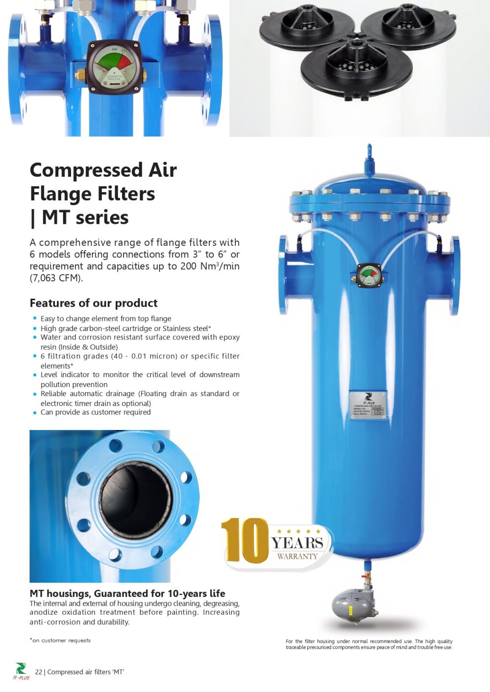 Compressed Air Filter (Flange type) / ชุดกรองอากาศแบบหน้าแปลนขนาด 1,500 ถึง 18,000 คิว/ชม.