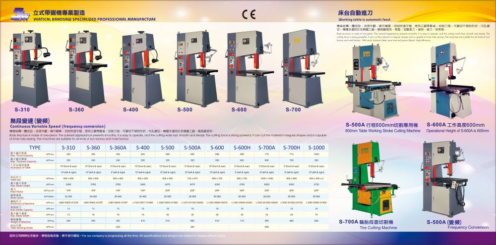เครื่องเลื่อยสายพานแนวตั้ง Vertical Band Saw Machine,ฺVertical Band Saw Machine เครื่องเลื่อยแนวตั้ง,Shenng Woei,Machinery and Process Equipment/Machinery/Cutting Machine