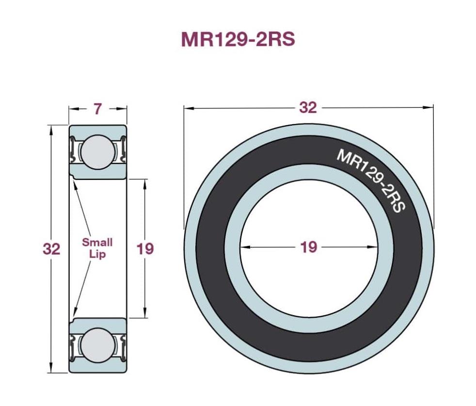 MR129-2RS ขนาด 19/20 x 32 x 7 mm.  เม็ดเหล็กแกนใน Step 1 mm. (6804-19-2RS) FSA MEGA EXO,MR129,NA.,Machinery and Process Equipment/Bearings/Bearing Ball