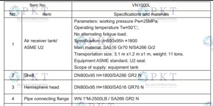 PKT - AIR TANK 1,000L PRESSURE 300 BAR ถังพักลม 1,000 ลิตร แรงดันสูง 300 บาร์