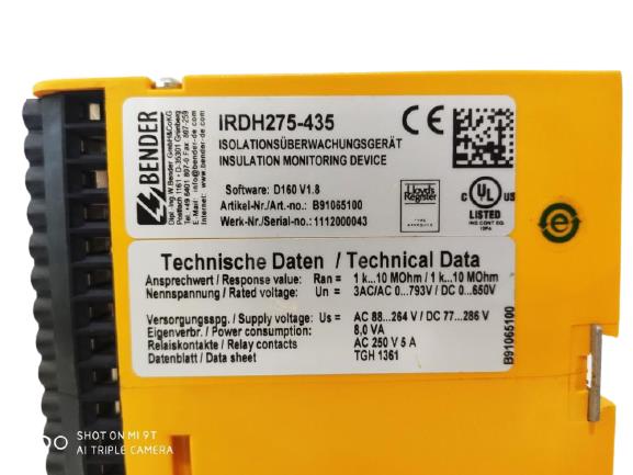 Bender IRDH275-435 B91065100 A-Isometer insulator meter NEW