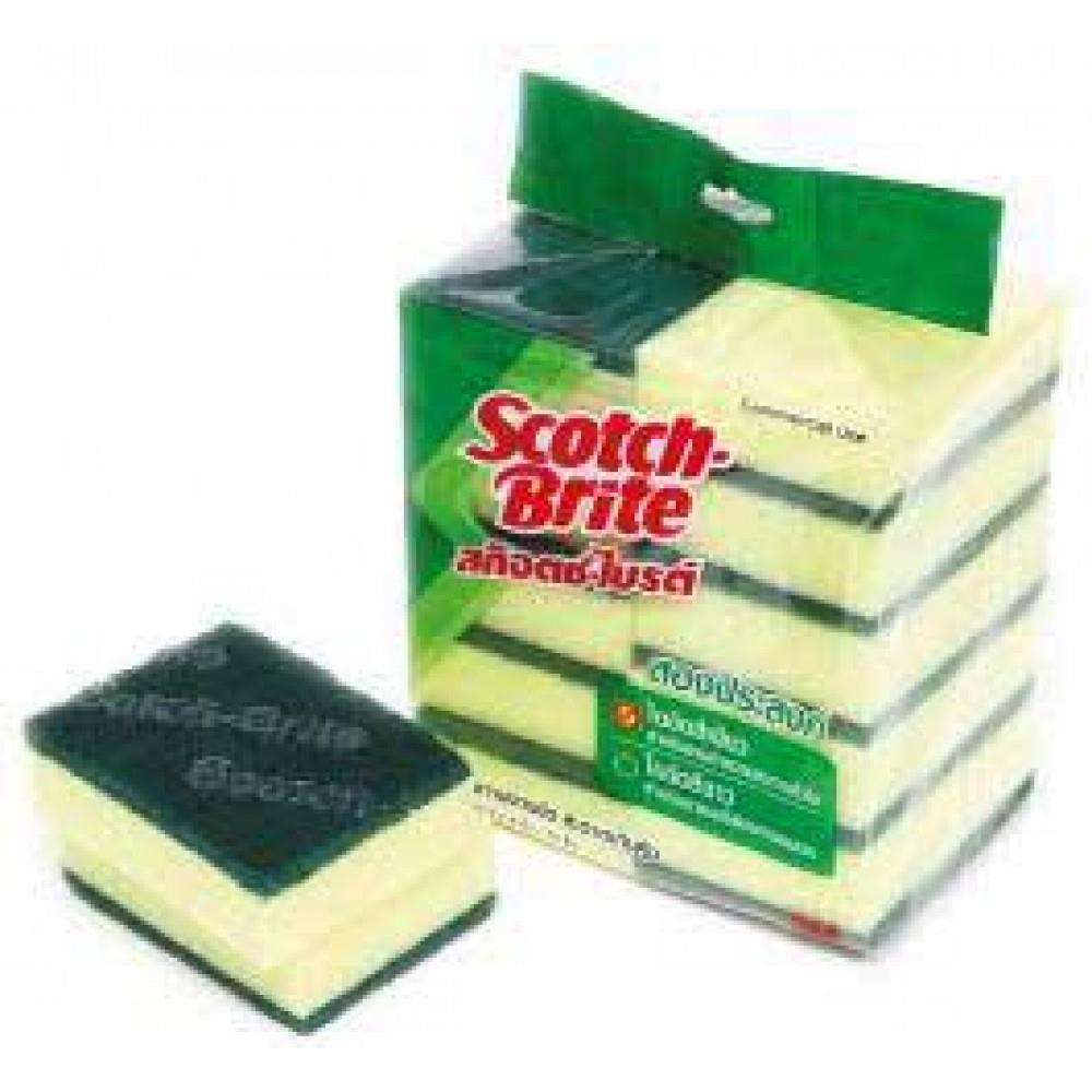 Scotch-Brite 3M No.96 Sponge Laminated แผ่นใยขัดสองประสงค์ (สีเขียว)