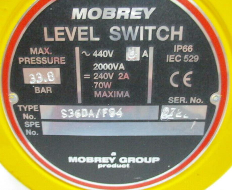 Mobrey S36DA Level Switch,Level Switch, Level Control, Float Level Switch, Level Sensor, Mobrey, S36DA, Water Level Control,Mobrey,Instruments and Controls/Measurement Services
