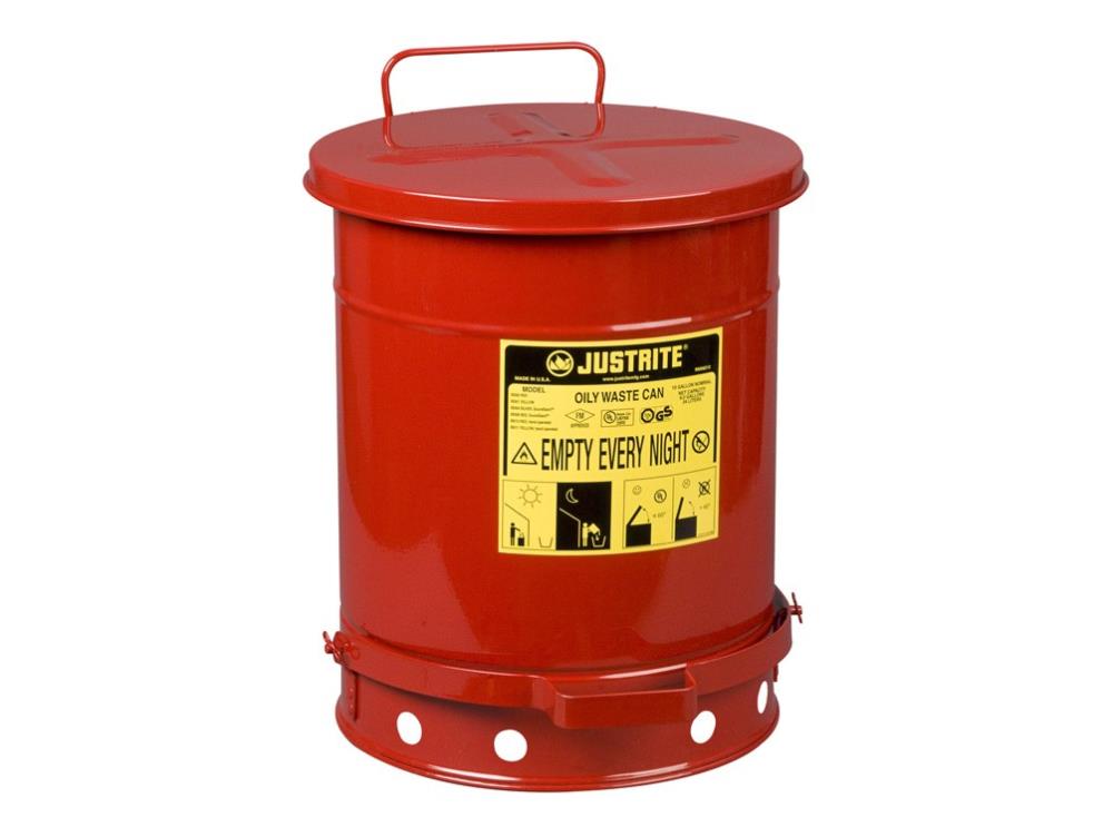 ถังขยะสำหรับใส่ขยะเปื้อนน้ำมันหรือสารเคมี Justrite Red Oily Waste,ถังขยะสำหรับใส่ขยะเปื้อนน้ำมันหรือสารเคมี,Justrite,Materials Handling/Containers/Bins
