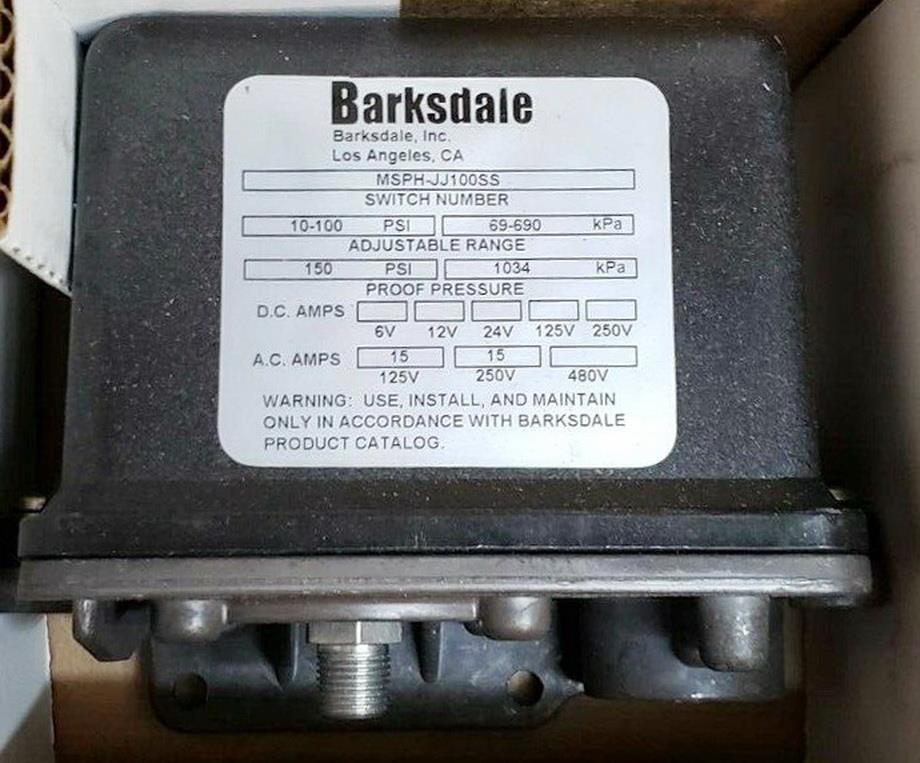Barksdale MSPH Pressure Switch,Pressure Switch, Pressure Control, Hydraulic Pressure Switch, Barksdale , MSPH , Oil Pressure Switch, ,Barksdale,Instruments and Controls/Measurement Services
