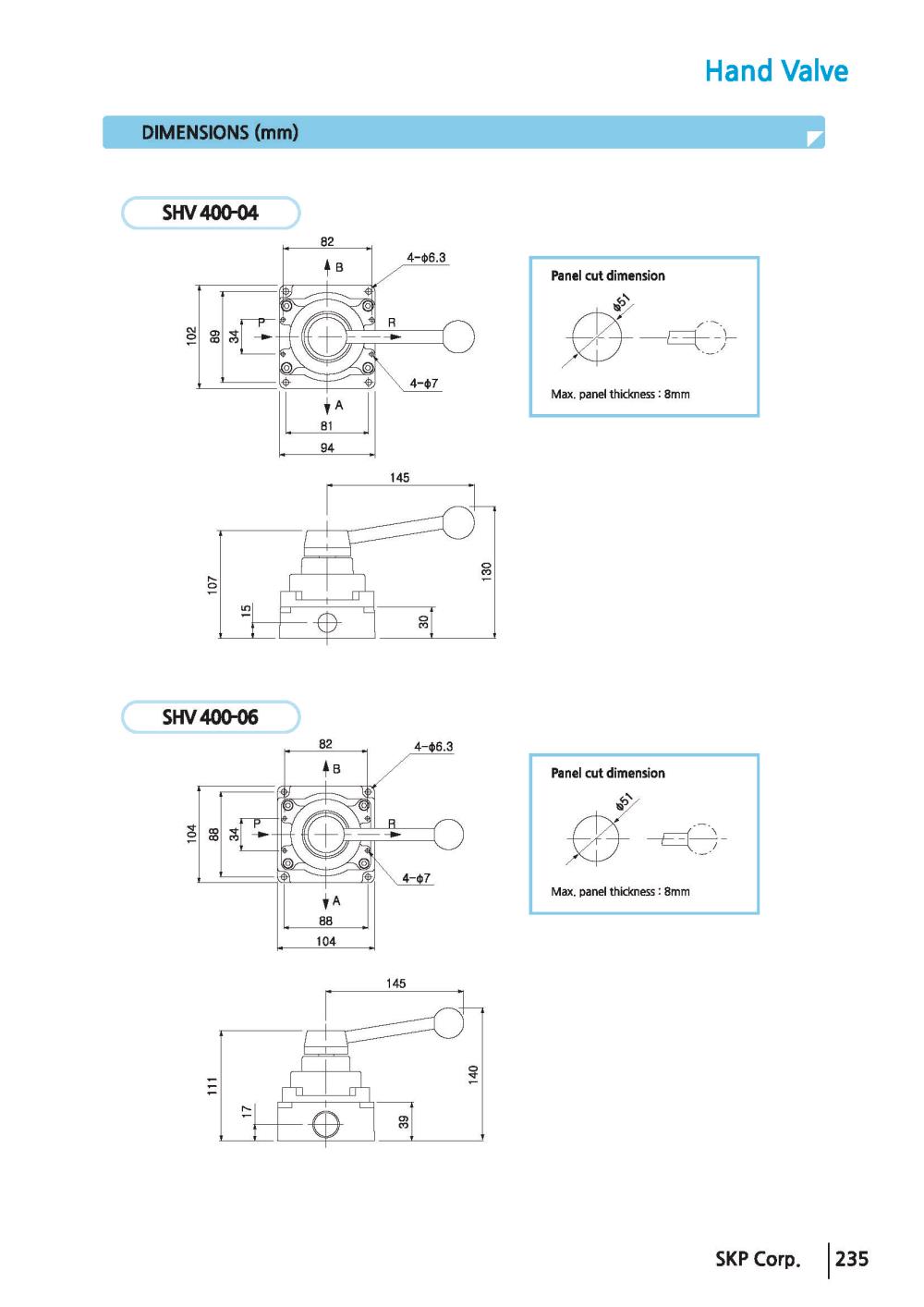 SKP - SHV Series-Hand valves ,วาล์วควบคุมด้วยมือ-แฮนด์วาล์ว-วาล์วมือโยก แบบ 4/2 ,4/3