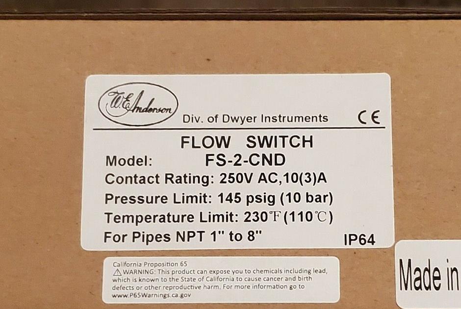 W.E.Anderson FS-2 Flow Switch