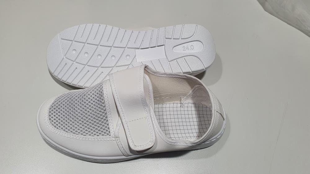 ESD Velcro Mesh Shoes (PVC Upper + SPU Sole) White Color (06034-W),ESD Shoe ,HALEMANN,Automation and Electronics/Cleanroom Equipment