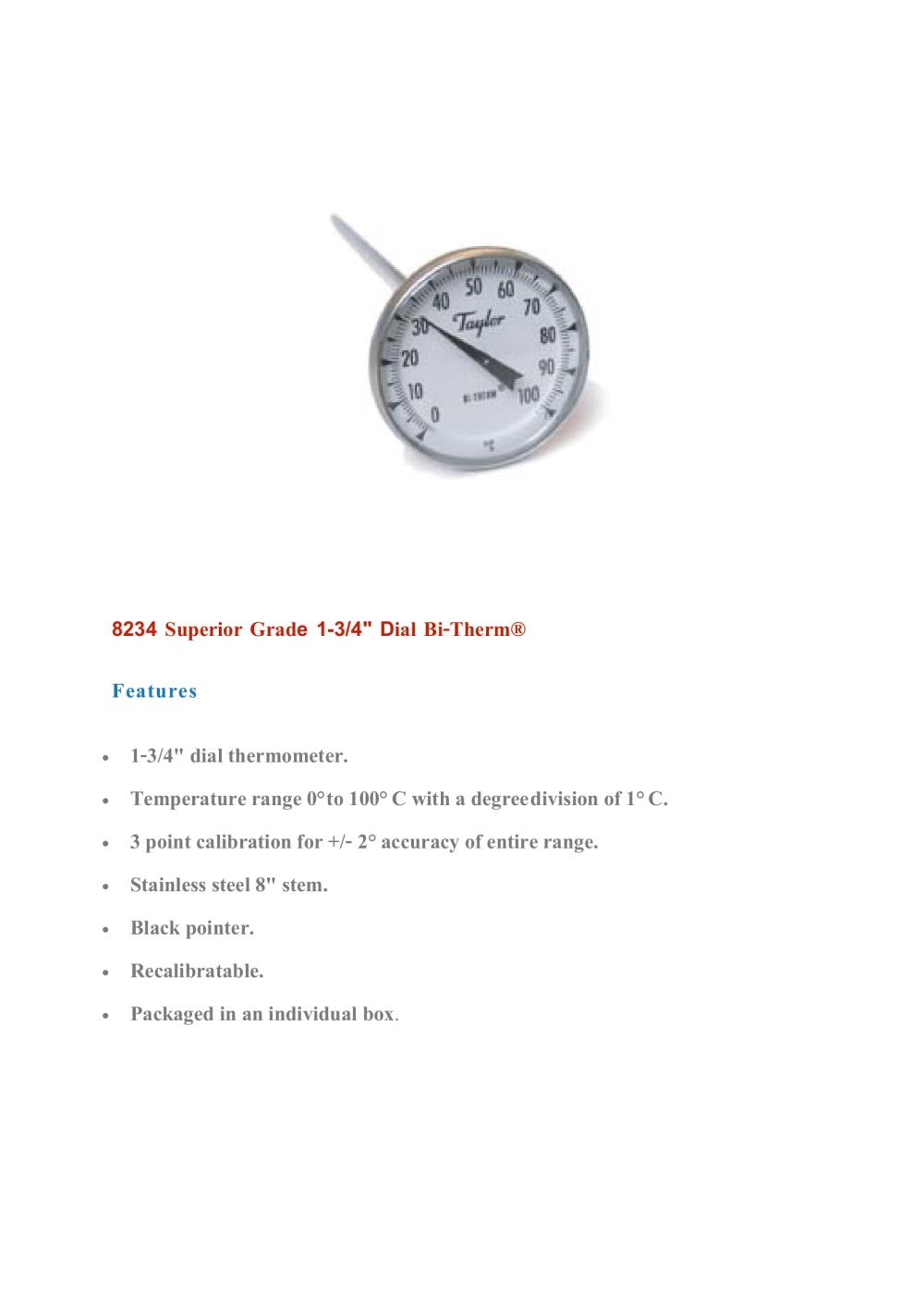 Taylor Dial Bi-Thermometer Model 8234