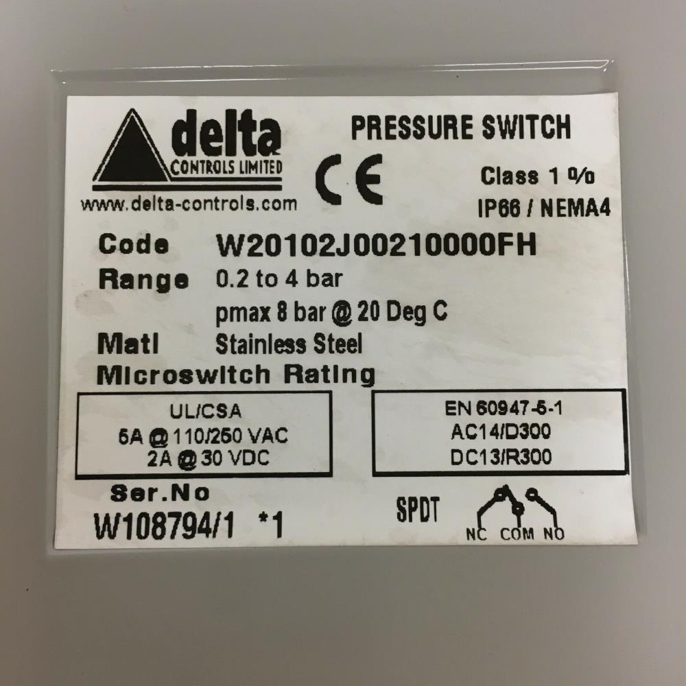 Delta-Controls W2011 Pressure Switch